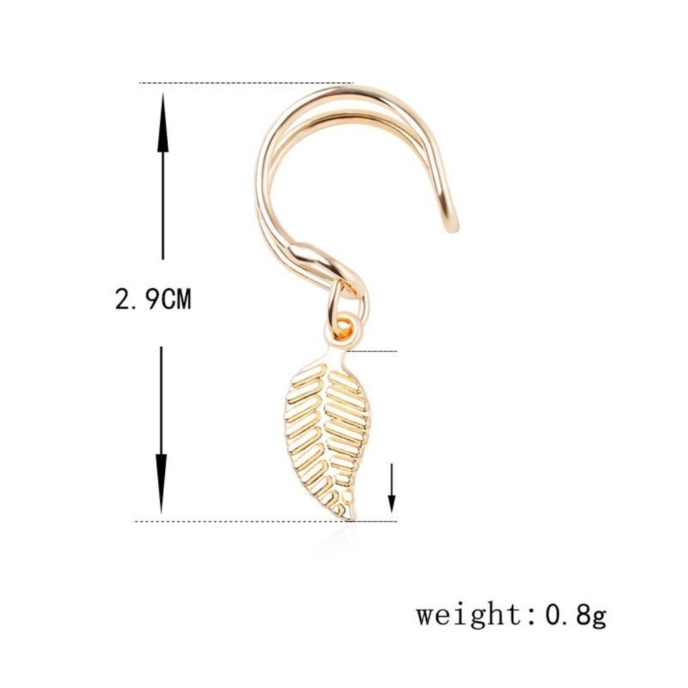 NEW Leaf Ear Cuff Clip Earrings Black‎ Gold Silver - Picture 5 of 5